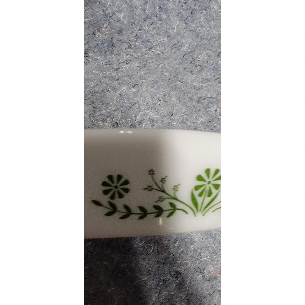 Glasbake Green Daisy‎ Divided Casserole Dish Oval Retro MCM J2352
